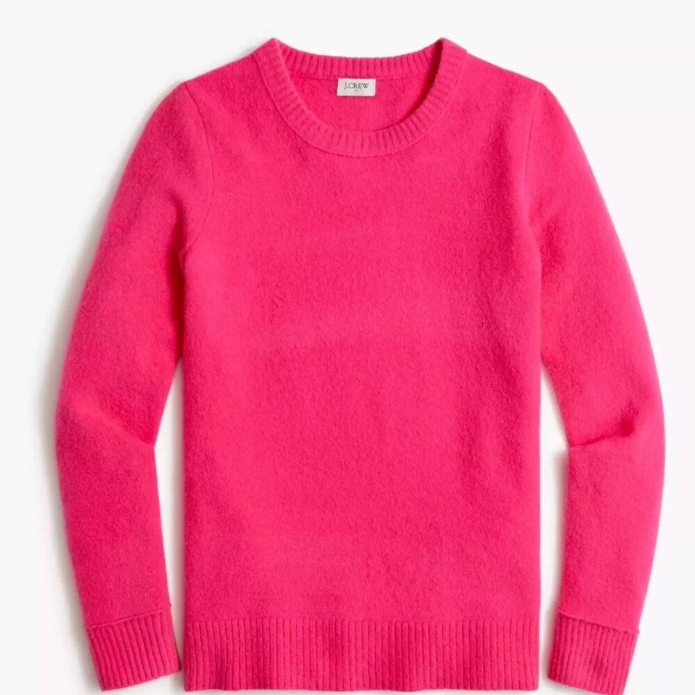 J. Crew NWT Women's Bright Pink Crewneck Sweater in Extra Soft Yarn Size Small